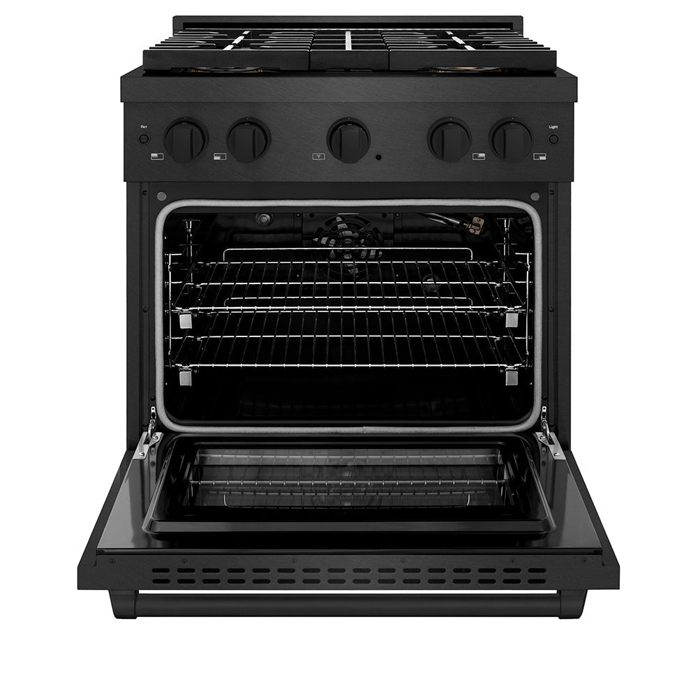 ZLINE 30 in. Gas Range 4.2 cu. ft. 4 Burner DuoPro™ Cooktop Convection Oven Black Satin Stainless Steel (PSGRBS-30)