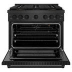 ZLINE 36 in. Gas Range 5.2 cu. ft. 6 Burner DuoPro™ Cooktop Black Satin Stainless Steel (PSGRBS-36)