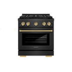 ZLINE 30 in. Gas Range 4.2 cu. ft. 4 Burner DuoPro Cooktop Black Satin Champagne Accents (PSGRBSZ-30-CB)