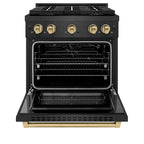 ZLINE 30 in. Gas Range 4.2 cu. ft. 4 Burner DuoPro Cooktop Black Satin Champagne Accents (PSGRBSZ-30-CB)