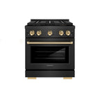 ZLINE 30 in. Gas Range 4 Burner DuoPro™ Cooktop 4.2 cu. ft. Black Satin Stainless Steel with Gold Accents (PSGRBSZ-30-G)