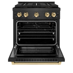 ZLINE 30 in. Gas Range 4 Burner DuoPro™ Cooktop 4.2 cu. ft. Black Satin Stainless Steel with Gold Accents (PSGRBSZ-30-G)