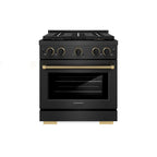 ZLINE 30 in Gas Range 4 Burner DuoPro Cooktop 4.2 cu ft Black Satin Black Champagne Accents (PSGRBSZ-30-MBCB)