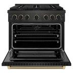 ZLINE 36 in. Gas Range 5.2 cu. ft. 6 Burner DuoPro™ Cooktop Black Satin Stainless Steel with Black & Champagne Bronze Accents (PSGRBSZ-36-MBCB)