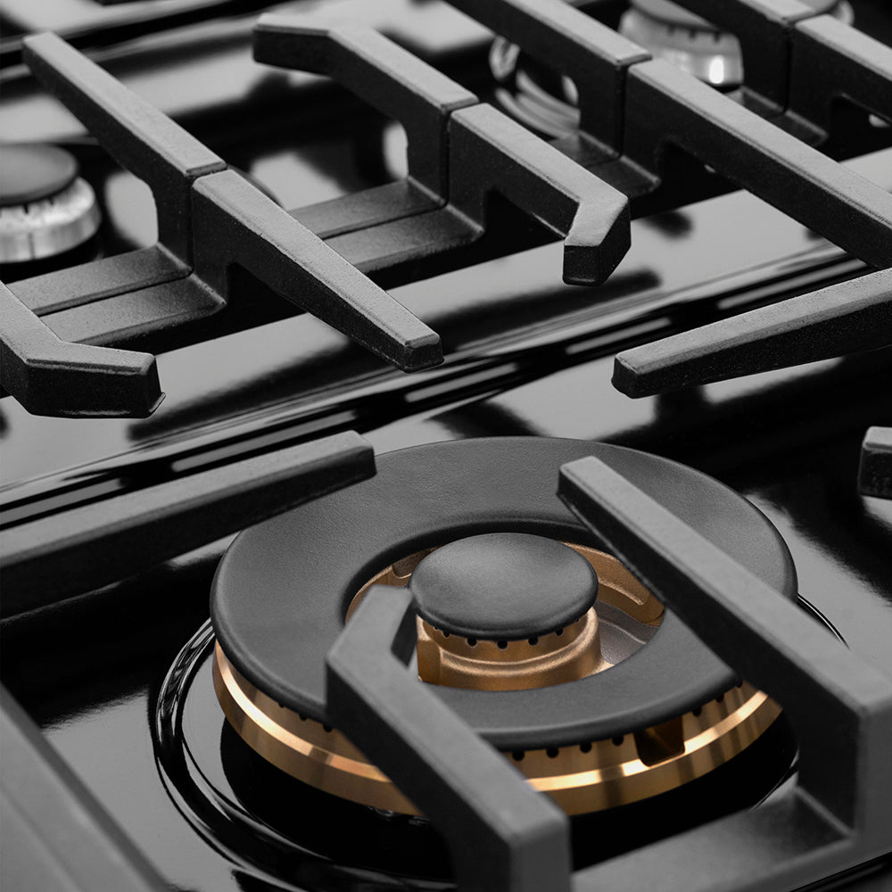 ZLINE 36" Paramount Gas Rangetop with 6 Burners and Porcelain Cooktop in Black Satin Stainless Steel, SRTBS-36