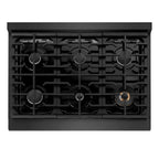 ZLINE 36" Paramount Gas Rangetop with 6 Burners and Porcelain Cooktop in Black Satin Stainless Steel, SRTBS-36