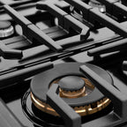 ZLINE 48" Paramount Gas Rangetop with 8 Burners and Porcelain Cooktop in Black Satin Stainless Steel, SRTBS-48