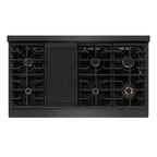 ZLINE 48" Paramount Gas Rangetop with 8 Burners and Porcelain Cooktop in Black Satin Stainless Steel, SRTBS-48
