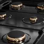 ZLINE 36" Paramount Gas Rangetop with 6 Brass Burners and Porcelain Cooktop in Black Satin Stainless Steel, SRTBS-BR-36