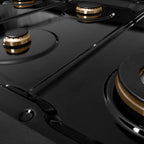 ZLINE 48" Paramount Gas Rangetop with 8 Brass Burners and Porcelain Cooktop in Black Satin Stainless Steel, SRTBS-BR-48
