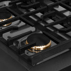 ZLINE Designer 30" Paramount Gas Rangetop with 4 Burners in Black Satin with Matte Black and Champagne Bronze Accents, SRTBSZ-30-MBCB