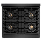 ZLINE Autograph 30" Paramount Gas Rangetop with 4 Burner DuoPro™ Cooktop in Black Satin and Champagne Bronze Accents, PSRTBSZ-30-CB