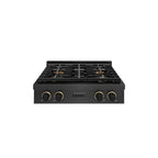ZLINE Designer 30" Paramount Gas Rangetop with 4 Burner DuoPro™ Cooktop in Black Satin with Black and Champagne Accents, PSRTBSZ-30-MBCB
