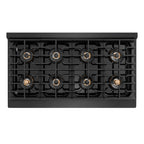 ZLINE 48 in. Gas Rangetop 8 Burners DuoPro™ Cooktop Black Satin Stainless Steel Champagne Bronze Accents (PSRTBSZ-48-CB)