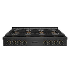 ZLINE 48 in. Gas Rangetop 8 Burner DuoPro™ Cooktop Black Satin Stainless Steel Matte Black & Champagne Bronze Accents (PSRTBSZ-48-MBCB)