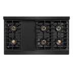 ZLINE 48 in. Dual Fuel Range 6.7 cu. ft. 8 Burner DuoPro Cooktop Dual Ovens Black Stainless Steel Polished Gold Helix Handles (PSDRBZ-48-KG)