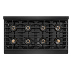 ZLINE 48 in. Dual Fuel Range 6.7 cu. ft. 8 Burner DuoPro Cooktop Dual Ovens Black Stainless Steel Polished Gold Helix Handles (PSDRBZ-48-KG)