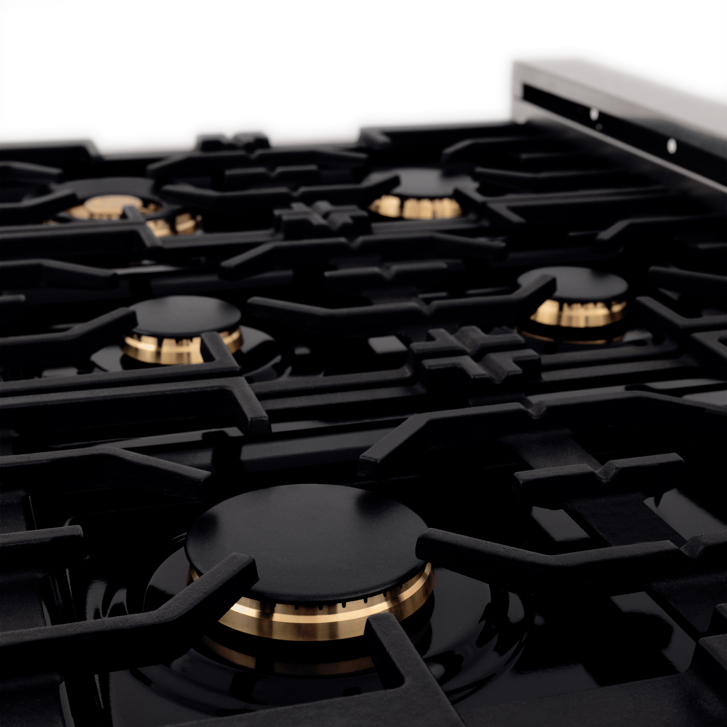 ZLINE 36 in. 4.6 cu. ft. Legacy Series Dual Fuel Range with 6-Burner Gas Cooktop and Electric Convection Oven in Satin Stainless Steel with Brass Burners (RAS-SN-BR-36)