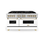 ZLINE Autograph Edition 60 in. Dual Fuel Range 7.4 cu. ft. with White Matte Door and Gold Accents (RAZ-WM-60-G)