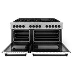 ZLINE Autograph Edition 60 in. Dual Fuel Range 7.4 cu. ft. with White Matte Doors and Black Matte Accents (RAZ-WM-60-MB)
