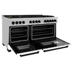 ZLINE Autograph Edition 60 in. Dual Fuel Range 7.4 cu. ft. with White Matte Doors and Black Matte Accents (RAZ-WM-60-MB)