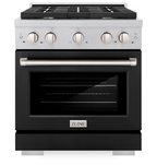 ZLINE 30 in. 4.2 cu. ft. Paramount Gas Range with 4 Burners, Convection Gas Oven, Satin Stainless Steel with Black Matte Door (SGRS-BLM-30)