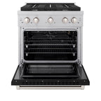ZLINE 30" Paramount Dual Fuel Range, 4.2 cu. ft., 4 Gas Burners, Electric Convection Oven, Satin Stainless Steel with Black Matte Door (SDRS-BLM-30)