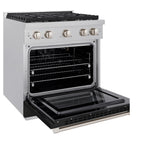 ZLINE 30" Paramount Dual Fuel Range, 4.2 cu. ft., 4 Gas Burners, Electric Convection Oven, Satin Stainless Steel with Black Matte Door (SDRS-BLM-30)