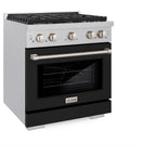 ZLINE 30" Paramount Dual Fuel Range, 4.2 cu. ft., 4 Gas Burners, Electric Convection Oven, Satin Stainless Steel with Black Matte Door (SDRS-BLM-30)
