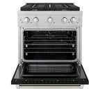 ZLINE 30 in. 4.2 cu. ft. Paramount Gas Range with 4 Burners, Convection Gas Oven, Satin Stainless Steel with Black Matte Door (SGRS-BLM-30)