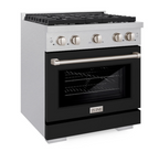 ZLINE 30 in. 4.2 cu. ft. Paramount Gas Range with 4 Burners, Convection Gas Oven, Satin Stainless Steel with Black Matte Door (SGRS-BLM-30)