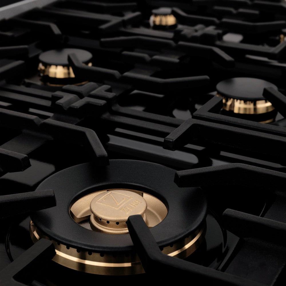 ZLINE Autograph Edition 60 in. 7.4 cu. ft. Dual Fuel Range with Gas Cooktop and Electric Convection Oven in Stainless Steel with Gold Accents (RAZ-60-G)
