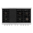 ZLINE Paramount 48 in. Double Oven Dual Fuel Range 6.7 cu. ft. with 8 Brass Burners in Satin Stainless Steel (SDRS-BR-48)