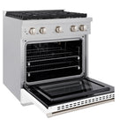 ZLINE 30 in. Paramount Dual Fuel Range, 4.2 cu. ft., 4 Burner Gas Cooktop with Electric Convection Oven, Satin Stainless Steel with White Matte Door (SDRS-WM-30)