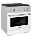 ZLINE 30 in. Paramount Dual Fuel Range, 4.2 cu. ft., 4 Burner Gas Cooktop with Electric Convection Oven, Satin Stainless Steel with White Matte Door (SDRS-WM-30)