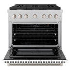 ZLINE Paramount 36 in. Dual Fuel Range with 6 Gas Burners and Electric Convection Oven, 5.2 cu. ft., Satin Stainless Steel with White Matte Door (SDRS-WM-36)