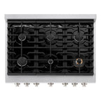 ZLINE Paramount 36 in. Dual Fuel Range with 6 Gas Burners and Electric Convection Oven, 5.2 cu. ft., Satin Stainless Steel with White Matte Door (SDRS-WM-36)