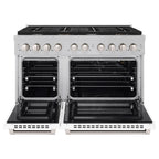 ZLINE 48-Inch Paramount Double Oven Dual Fuel Range with 8 Gas Burners, 6.7 cu. ft., Satin Stainless Steel with White Matte Doors (SDRS-WM-48)