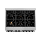 ZLINE Autograph 36 in. 4.6 cu. ft. Legacy Dual Fuel Range with 6 Gas Burners and Electric Convection Oven in Satin Stainless Steel with Matte Black Accents (RASZ-SN-36-MB)