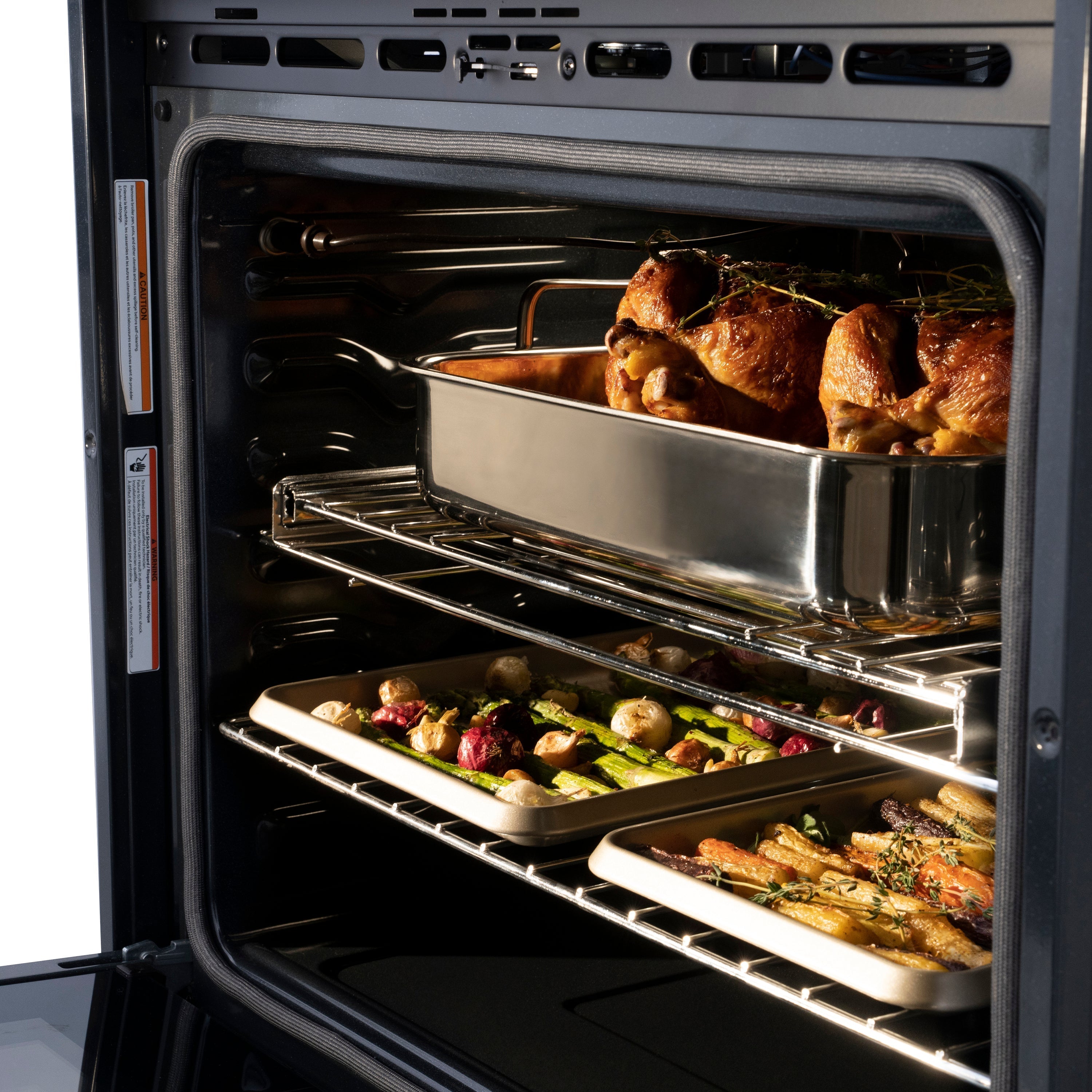 ZLINE 30" Autograph Professional True Convection Single Wall Oven with Air Fry and Self Clean in Satin Stainless Steel with Polished Gold Handle, WASSZ-30-G