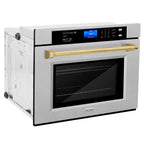 ZLINE 30" Autograph Professional True Convection Single Wall Oven with Air Fry and Self Clean in Satin Stainless Steel with Polished Gold Handle, WASSZ-30-G