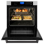 ZLINE 30" Autograph Professional True Convection Single Wall Oven with Air Fry and Self Clean in Satin Stainless Steel with Matte Black Handle, WASSZ-30-MB
