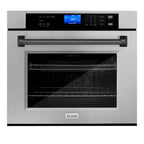 ZLINE 30" Autograph Professional True Convection Single Wall Oven with Air Fry and Self Clean in Satin Stainless Steel with Matte Black Handle, WASSZ-30-MB