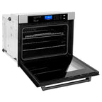 ZLINE 30" Autograph Professional True Convection Single Wall Oven with Air Fry and Self Clean in Satin Stainless Steel with Matte Black Handle, WASSZ-30-MB