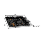 ZLINE 30" Gas Cooktop with 4 Gas Brass Burners and Black Porcelain Top, RC-BR-30-PBT