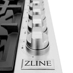 ZLINE 36" Gas Cooktop with 6 Gas Brass Burners and Black Porcelain Top, RC-BR-36-PBT