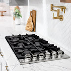 ZLINE 36" Gas Cooktop with 6 Gas Burners and Black Porcelain Top, RC36-PBT