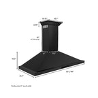 ZLINE 48 in. Wall Mount Range Hood Convertible Vent Black Stainless Steel with Crown Molding (BSKBNCRN-48)
