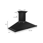 ZLINE 48 in. Wall Mount Range Hood Black Stainless Steel Bluetooth Crown Molding BSKBNCRN-BT-48