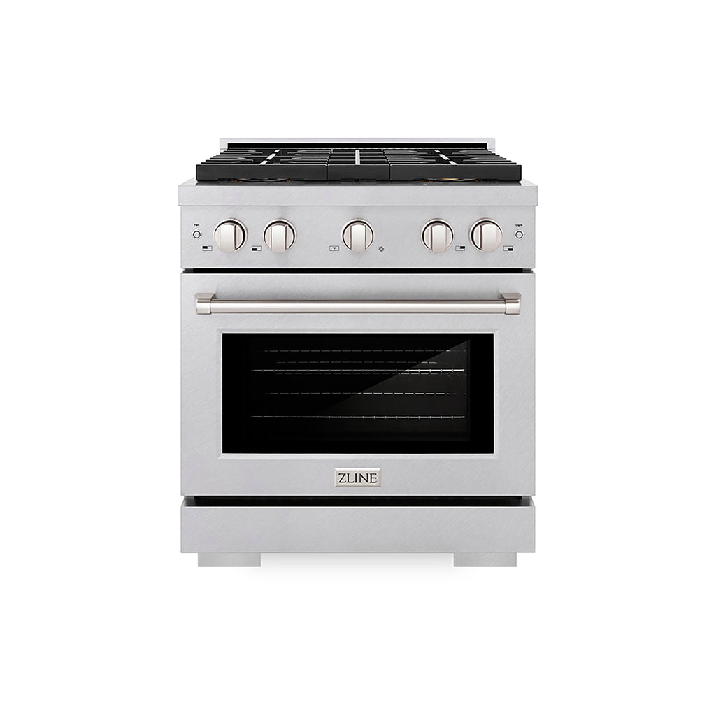 ZLINE 30 in. Dual Fuel Range 4.2 cu. ft. 4 Burner DuoPro™ Cooktop Electric Convection Oven Satin Stainless Steel (PSDRS-30)